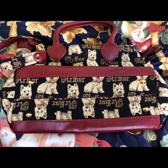 Fabric purse trimmed in red leather. From Hungary - Picture 3 of 4